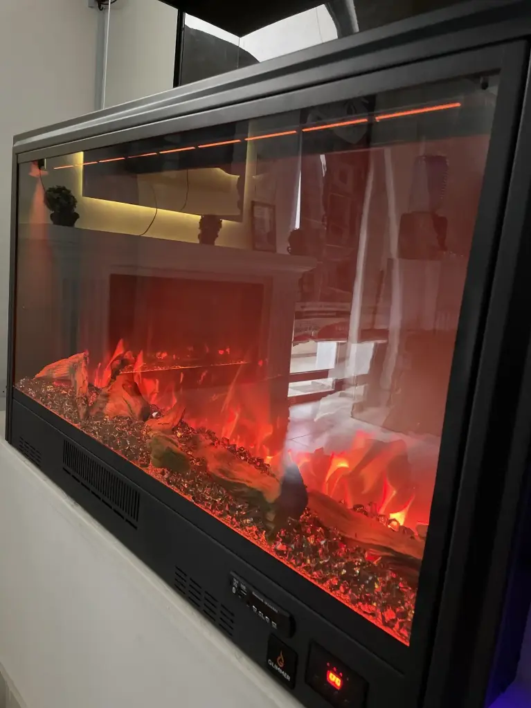 Front View Elysium Fireplace with Crystals